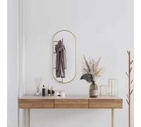 vidaXL Miroir mural de maquillage 348201 Doré ovale 100x45 cm