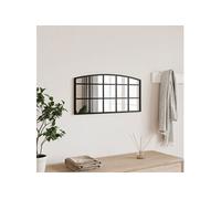 vidaXL Miroir mural Arche en fer - Suspendu - Film anti-éclatement au dos - Noir