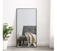 [en.casa] Miroir Mural Design Cadre Rectangulaire Montage Vertical ou Horizontal Plastique 102 x 52 cm Noir