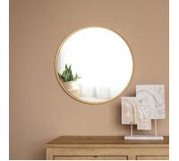 en.casa Miroir mural rond Ordona - style industriel, cadre en aluminium, 60 cm, doré