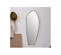 Wohnling miroir mural asymétrique 33 x 90 cm - Design en métal doré - Grand miroir de couloir allongé - Miroir décoratif en fer - Garde-robe moderne