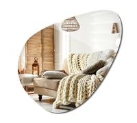 Miroir Mural Organique 67,6x67cm Forme de Galet Original Décoration Intérieure Bords Polis Design Moderne pour Couloir Salle de Bain Chambre à Coucher Irrégulier Suspendu Forme de Tache