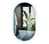Miroir Mural Oval 40x70 cm avec Lumière Froide, Lumières LED et Éclairage Suspendu Vertical et Horizontal sans Cadre Élégant avec Bords Polis pour Chambre ou Salle de Bain Moderne