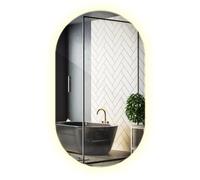 Miroir Mural Oval 40x70 cm avec Lumières LED, Lumière Neutre et Éclairage Indirect Suspendu Élégant Non Encadré pour Entrée ou Salle de Bain Style Moderne Vertical Bords Polis