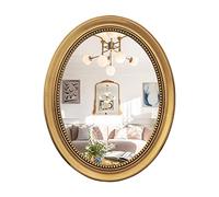 Miroir mural ovale baroque vintage doré 55,9 x 71,1 cm, miroir décoratif à suspendre pour coiffeuse, chambre à coucher, salon, salle de bain, design élégant d'art français (couleur : or)