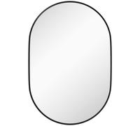 HOMCOM Miroir Mural Ovale, Miroir Salle de Bain, 60 x 90 cm, Cadre Arrondi en Alliage d'aluminium, Montage Vertical ou Horizontal, décoration Murale pour Salle de Bain, Salon, Chambre, Noir