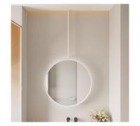 Miroir mural ovale éclairé avec bouton tactile 40 cm Miroir rétro monté au plafond Cadre en métal élégant et design pratique Décoration d'intérieur moderne Blanc