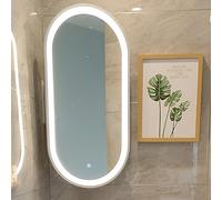 Miroir mural ovale LED - Miroir d'angle rotatif avec lumière et support - Miroir compact pleine longueur facile à utiliser Blanc (30 cm x 60 cm)