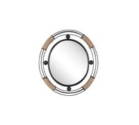 Beliani Miroir Mural Design de Forme Ovale 55 x 50 cm avec Cadre Décoratif en Métal Noir Idéal pour Entrée Salon ou Chambre Moderne et Industrielle