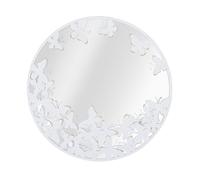 Miroir mural papillons en métal blanc Ø 62,5x2,3 cm