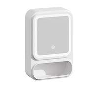 Miroir mural pour salle de bain - Système d'étagère intégré, étui de rangement de courtoisie, support de fournitures cosmétiques, cadre de rangement lumineux avec style d'accès aux mouchoirs | Miroir