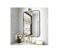 Miroir mural rectangulaire 51x71 cm Koonmi - cadre aluminium noir/doré, nano-verre 3 mm