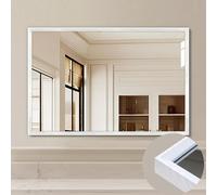 Miroir Mural rectangulaire avec Cadre Effet chêne, Verre trempé, Cadre Durable et Robuste, idéal pour Salle de Bain, Salon, Coiffeuse, Chambre, entrée (Blanc, 50 cm/20 po)