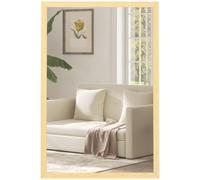 HOMCOM Miroir Mural rectangulaire 60 x 40 cm, Cadre en Bois Naturel, idéal pour la Salle de Bain, Salon ou Chambre
