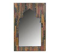Miroir mural rectangulaire marocain multicolore Tarana 90cm grand | Miroirs muraux cadre en bois recouvert de en Design oriental | Décoration murale orientale dans la Chambre salle de bain ou Salon