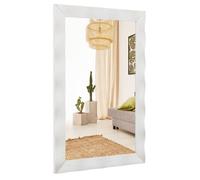 Miroir Mural Rectangulaire - RELAX4LIFE- Cadre en Bois Massif - Miroir de Salle de Bain Vertical et Horizontal - 106X71,5CM - Blanc