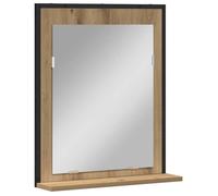 vidaXL Miroir mural rectangulaire Chêne artisanal 50x12x60 cm Verre & bois d'ingénierie Avec étagère