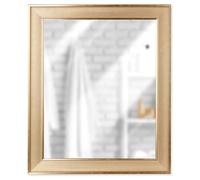Miroir mural rectangulaire - VILDE - 49,5x59,5 cm - Cadre doré - Plastique de haute qualité - Installation murale