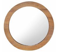 Miroir mural rond 60 cm en teck avec crochets de montage, cadre en bois naturel, convient comme miroir de salle de bain, miroir cosmétique, décoration pour couloir, chambre à coucher, salon