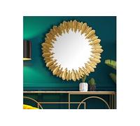 WOHNLING Miroir Murale Plumes Métal 68 cm Miroir Mur Couloir Grand Moderne Doré