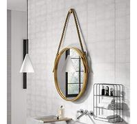 Miroir mural rond 70 cm Miroir décoratif à suspendre avec corde Finition métallique Idéal pour la décoration d'intérieur et les intérieurs élégants Parfait pour le salon et la chambre à coucher
