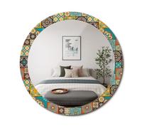 Miroir Mural Rond avec Cadre Graphique | Déco Chic et Moderne pour intérieur | Idéal pour Chambre ou Salon fi90 - Motif Arabe