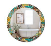 Miroir Mural Rond avec Cadre Graphique | Déco Chic et Moderne pour intérieur | Idéal pour Chambre ou Salon fi70 - Motif Arabe