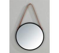 Miroir mural rond avec corde - D. 30 cm - Borrone - Noir Noir G