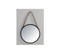 Miroir mural rond avec corde - D. 40 cm - Borrone - Noir
