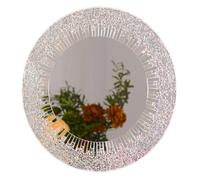 Miroir Mural Rond Blanc 50 cm en mosaïque de Verre sur Un Support en Bois. Un Accessoire décoratif Artisanal et Contemporain pour sublimer Votre intérieur.