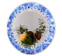Miroir Mural Rond Bleu 50 cm en mosaïque de Verre sur Un Support en Bois. Un Accessoire décoratif Artisanal et Contemporain pour sublimer Votre intérieur.