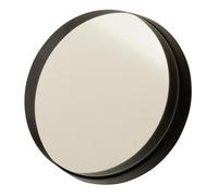 Miroir Mural Rond Déco ""Bord Métal"" 30cm Noir