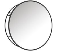 Miroir mural rond dia. 50 cm - 2 étagères - noir Noir
