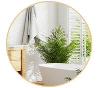 HOMCOM Miroir Rond, Miroir Salle de Bain, diamètre 70 cm, Cadre en métal, Miroir Mural, Facile à Installer, pour Chambre, Salon, entrée, Or