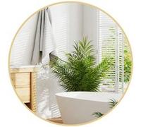 HOMCOM Miroir Rond, Miroir Salle de Bain, diamètre 70 cm, Cadre en métal, Miroir Mural, Facile à Installer, pour Chambre, Salon, entrée, Or