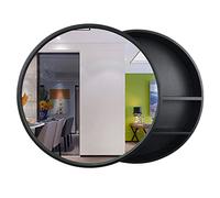Miroir mural rond en bois avec étagère de rangement étanche en bois massif 70 cm noir à suspendre décoration de salle de bain design moderne pour la maison nization et style
