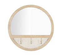 Miroir mural rond en bois brun Ø 50x5 cm