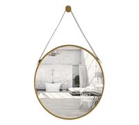Miroir mural rond en métal avec cadre 70 cm - Miroir de maquillage décoratif avec écorce en polyuréthane - Design minimaliste moderne pour salle de bain et salon - Finition métallique élégante