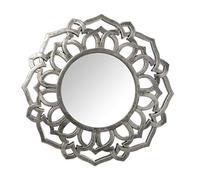 Miroir mural rond en résine avec dessin en argent