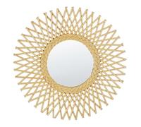 Beliani Miroir Mural Boho en Rotin Naturel en Forme de Soleil Ajouré Rond 60 cm Tagolu