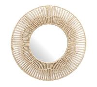 Miroir mural rond fleur imitation rotin (Ø50 cm) - - ALTOBUY Beige