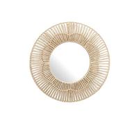 Miroir mural rond fleur imitation rotin (Ø50 cm) - -