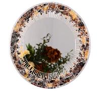 Miroir Mural Rond Marron 70 cm en mosaïque de Verre sur Un Support en Bois. Un Accessoire décoratif Artisanal et Contemporain pour sublimer Votre intérieur.