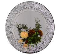 Miroir Mural Rond Noir 50 cm en mosaïque de Verre sur Un Support en Bois. Un Accessoire décoratif Artisanal et Contemporain pour sublimer Votre intérieur.