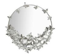 Miroir mural rond papillons en métal argenté 91x3x94 cm