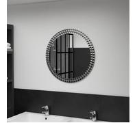Miroir mural rond - VIDAXL - 60 cm - Verre trempé - Bord en cristal acrylique - Argenté