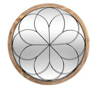 Miroir Mural Rosace en Métal et Bois D 64 cm - Atmosphera