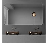 Miroir mural salle de bain sans cadre R50 coins arrondis moderne 5 mm argent HD antichoc anti-oxydation fixation horizontale verticale sécurité renforcée usage domestique professionnel (70*90CM)