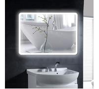 Miroir mural salle de bains avec LED éclairage - Miss Miroir - Mercure - 70cm - Blanc - Verre