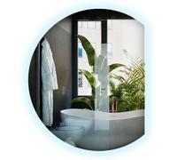 Miroir Mural sans Cadre 63x70 Cm Lumière Froid avec Lumières LED, Style Industriel avec Bords Découpés - Éclairage Décoratif Lumineux pour Salle de Bain ou Chambre à Coucher Design Moderne